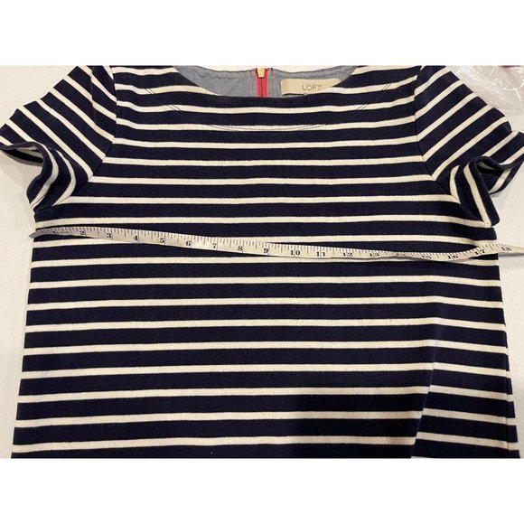Ann Taylor Loft Womens Striped T Shirt Dress Crew Neck 100% Cotton Blue White MP - Picture 6 of 9